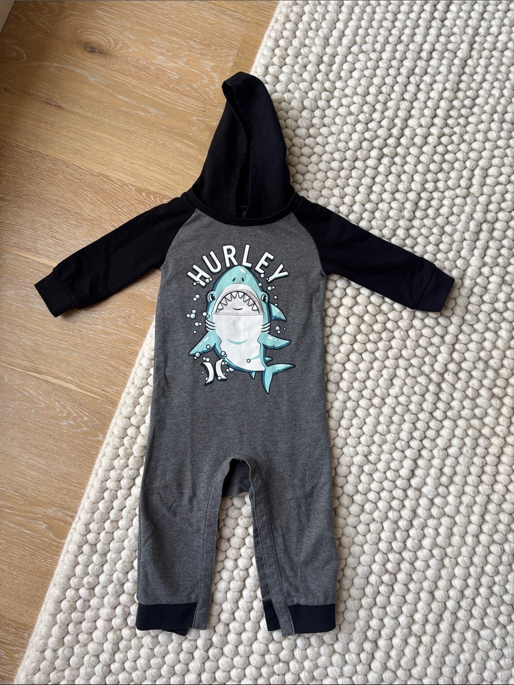 Hurley Gray & Black Hooded Shark One-Piece